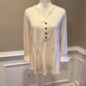 New Directions Cream Long Sleeve Blouse